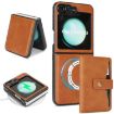 Samsung Galaxy Z Flip6 Brown Leather Case with MagSafe & Card Holder - 1