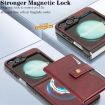 Samsung Galaxy Z Flip6 Red Leather Case with MagSafe & Card Holder - 5
