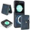 Samsung Galaxy Z Flip6 Blue Leather Case with MagSafe Ring & Card Bag - 1