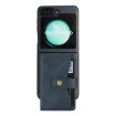 Samsung Galaxy Z Flip6 Blue Leather Case with MagSafe Ring & Card Bag - 2
