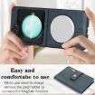 Samsung Galaxy Z Flip6 Blue Leather Case with MagSafe Ring & Card Bag - 3