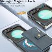 Samsung Galaxy Z Flip6 Blue Leather Case with MagSafe Ring & Card Bag - 5