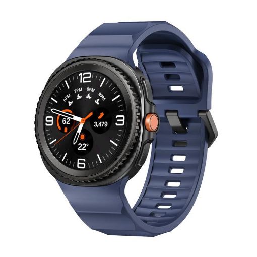 Samsung Galaxy Watch 8 40mm/44mm Dark Blue Silicone Band Wave Buckle - 1