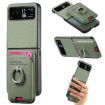 Moto Razr 40 Green Twill Fabric Card Bag Ring Magnetic Phone Case - 1