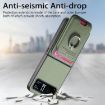 Moto Razr 40 Green Twill Fabric Card Bag Ring Magnetic Phone Case - 4