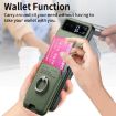 Moto Razr 40 Green Twill Fabric Card Bag Ring Magnetic Phone Case - 6