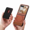 Moto Razr 50/60 Brown Twill Fabric Card Bag Ring Magnetic Case - 3
