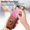 Moto Razr 50/60 Brown Twill Fabric Card Bag Ring Magnetic Case - 6