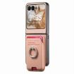 Moto Razr 50/60 Pink Twill Fabric Card Bag Ring Magnetic Case - 2
