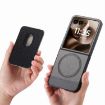 Moto Razr 60 Ultra Gray Twill Fabric Card Bag Ring Magnetic Case - 3