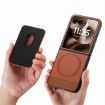 Moto Razr 60 Ultra Brown Twill Fabric Card Bag Ring Magnetic Case - 3