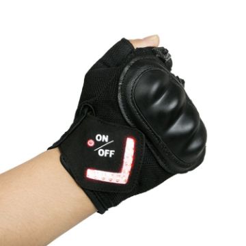 Automatic Induction Turn Signal Riding Gloves, Black (S) Warning Light - 1