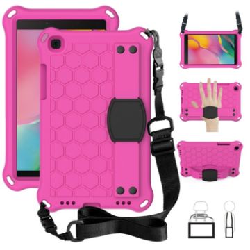 Galaxy Tab A8.0 T290/T295 2019 Protective Shell with Straps - Rose/Black - 1
