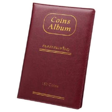 Red PU Leather Coin Collection Album - Holds 150 Coins, Russian Cover - 1