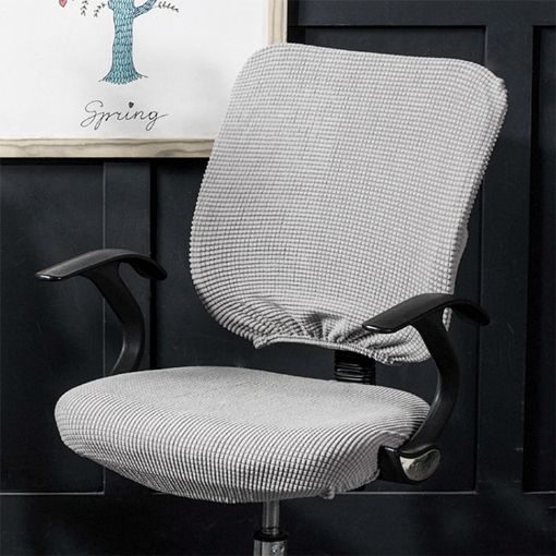 Universal Stretch Office Chair Cover Set, Silver Grey - Back & Cushion Cover - 1