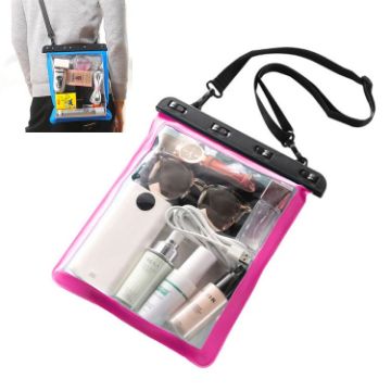 Rose Red Waterproof Transparent Bag for Phone & Small Items - Outdoor Use - 1