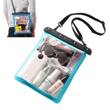 Lake Blue Transparent Waterproof Bag for Mobile Phone & Small Items - 1