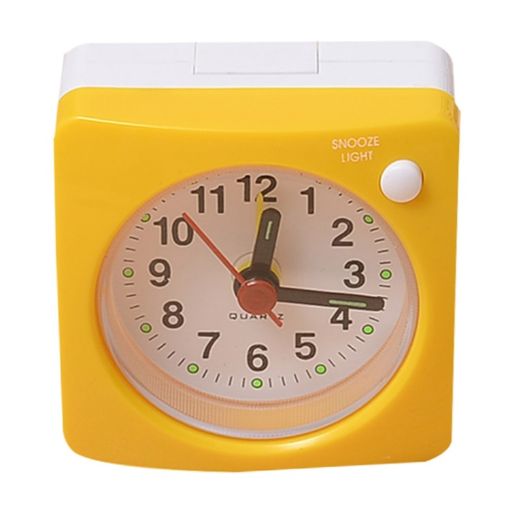Yellow Bedside Mute Alarm Clock with Light & Snooze Function - 1
