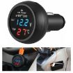 3 In 1 Car USB Charger with Voltage Display & Lighter (Red Blue) - 1