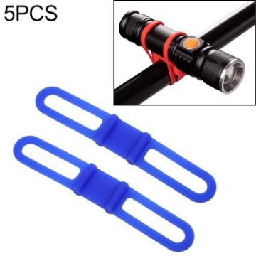 Silicon Strap Bike Torch Phone Holder - 5 PCS Blue Elastic Mount - 1