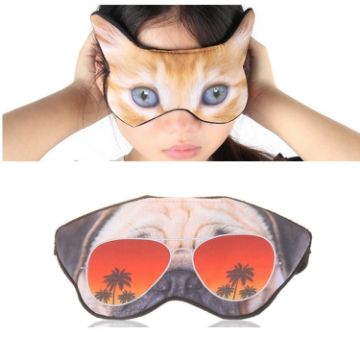 3D Cartoon Animal Eye Mask - Glasses Dog Sleeping Shade Mask - 1