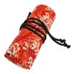 Golden Red Sea Wave Canvas Pencil Case - Large Capacity, 48 Holes - 2