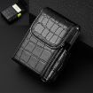 Stone Pattern Black PU Leather Cigarette, Lighter & Business Card Case - 1