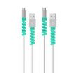 Silicone Data Cable Protective Cover - 4pcs Spiral Style Anti-Break (Blue) - 1