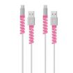Silicone Data Cable Protective Cover - 4pcs Spiral Style Pink Winder - 1