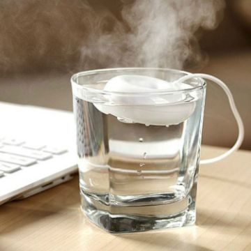 Mini USB Air Humidifier Aroma Diffuser Purifier - Donut Shape, White - 1