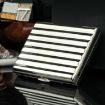 Copper Corrugated Double-Gun Cigarette Case, Holds 16, Silver Finish - 1