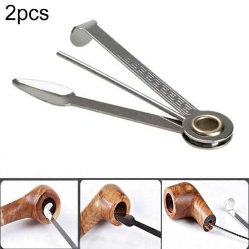 3in1 Stainless Steel Tobacco Pipe Cleaner Tool - 2 PCS Smoking Accessories - 1