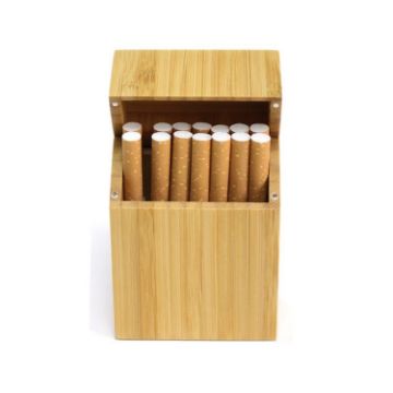 Carbonized Bamboo Creative Wooden Cigarette Case with Magnet Clamshell - 1