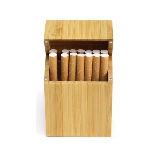 Carbonized Bamboo Creative Wooden Cigarette Case with Magnet Clamshell - 1