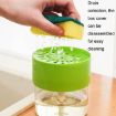 Green Kitchen Detergent Press Bottle with Dish Brush and Soap Box - 5
