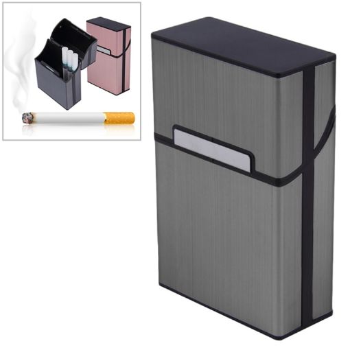 Gray Aluminum Cigar Cigarette Case Tobacco Holder Pocket Box Storage - 1