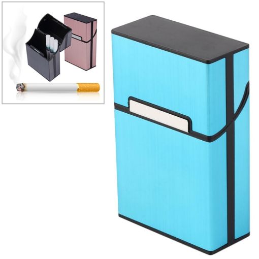 Blue Aluminum Cigar Cigarette Case Tobacco Holder Pocket Box Storage - 1
