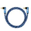 EMK Dual 90-Degree Male to Male Audio Cable, 2m Nylon Braided, Blue - 1