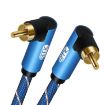 EMK Dual 90-Degree Male to Male Audio Cable, 2m Nylon Braided, Blue - 2