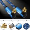 EMK Dual 90-Degree Male to Male Audio Cable, 2m Nylon Braided, Blue - 4