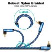 EMK Dual 90-Degree Male to Male Audio Cable, 2m Nylon Braided, Blue - 5