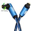 EMK 10m Blue 90 Swivel Right Angle Optical Audio Cable Nylon Mesh - 2