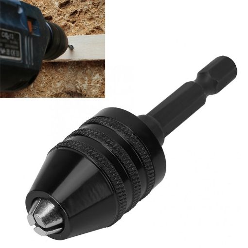 Hex Shank Mini Drill Chuck 0.3-6.5mm Three Jaw Power Tool Black Model B - 1
