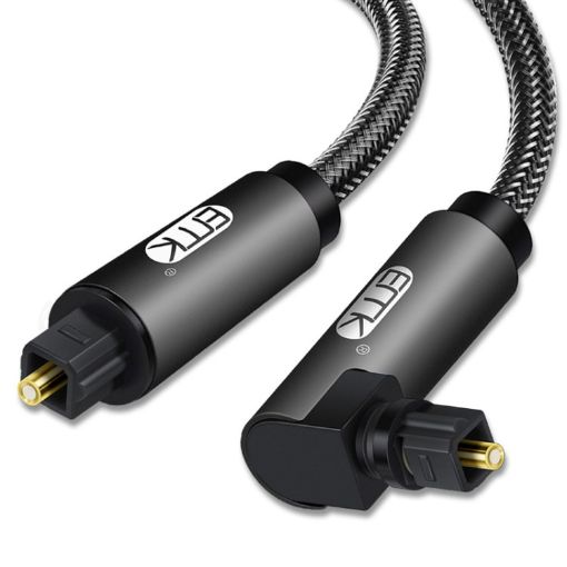 EMK 90 Swivel Right Angle 360 Rotatable Optical Audio Cable 2m Black - 1