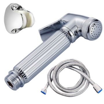 Chrome Multifunctional Women Washers Pressure with Water Stop Nozzle Set - 1
