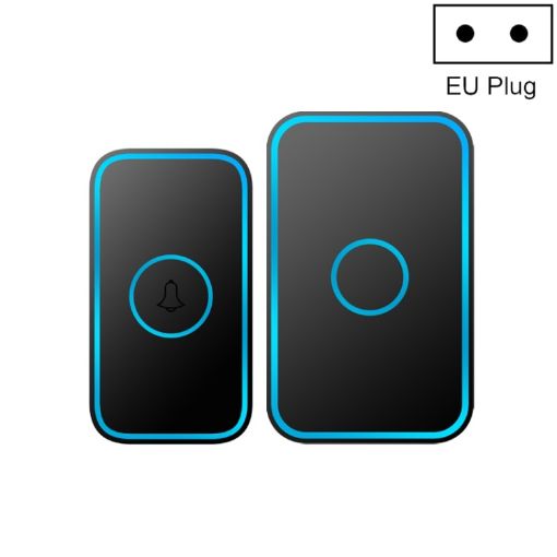CACAZI A78 Wireless Doorbell, Long-Distance Remote, EU Plug, Black - 1