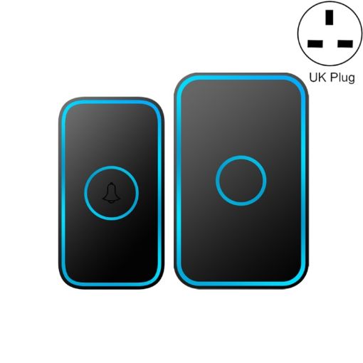 CACAZI A78 Wireless Doorbell, Long-Distance Remote, UK Plug, Black - 1