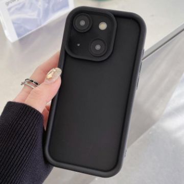iPhone 15 Shockproof TPU Case - Black Frosted Precise Hole Frame - 1