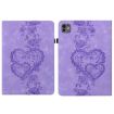 iPad Pro 13 2024 Love Hearts Embossed Leather Case - Purple - 1