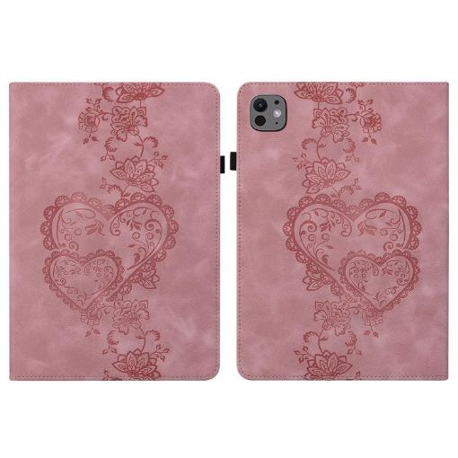 iPad Pro 13 2024 Pink Love Hearts Embossed Leather Tablet Case - 1